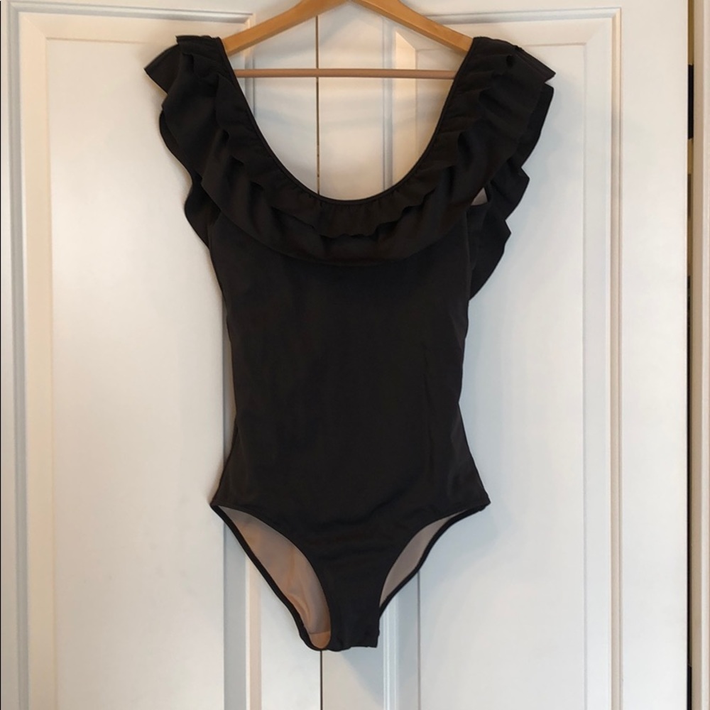 Black ruffle one piece
